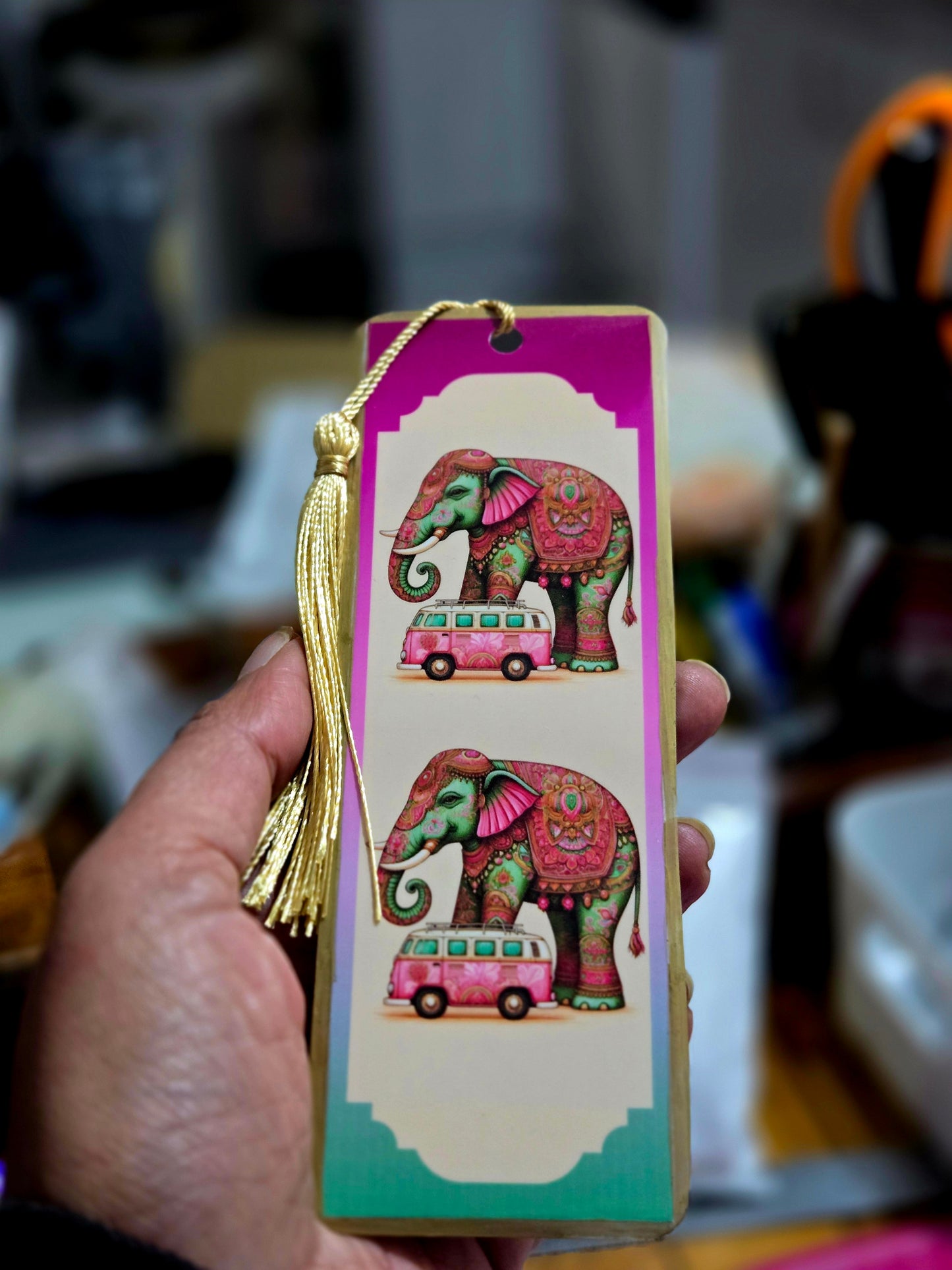 Elephant Campervan Bookmark