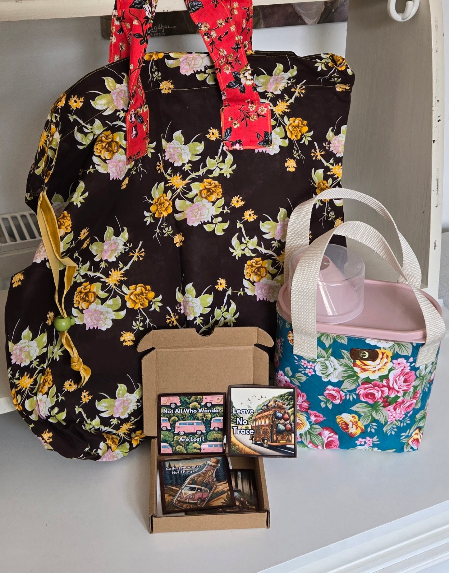 The Fuel Box ( Floral blue PeeWee bag)