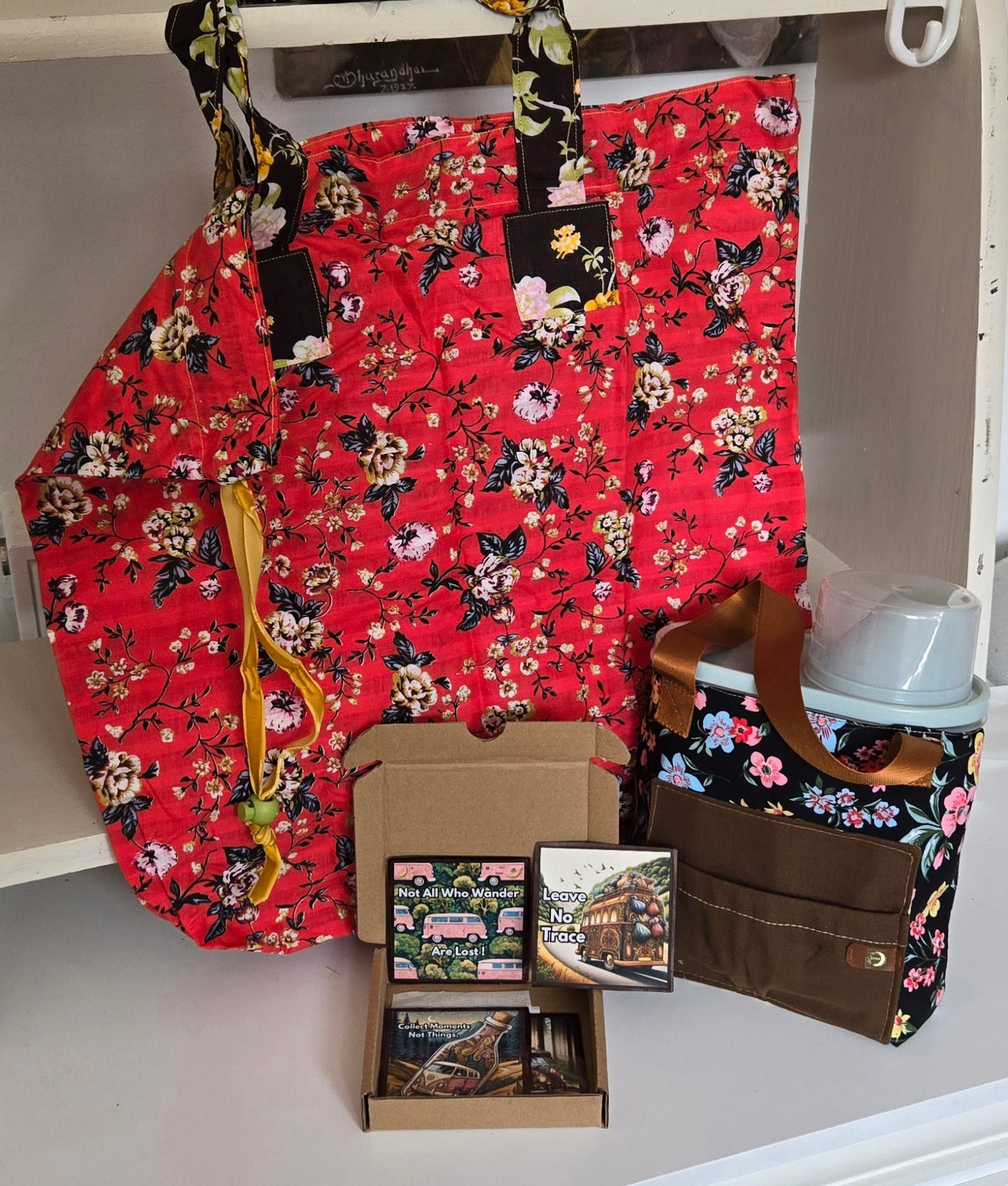 The Fuel Box ( Black floral PeeWee bag )