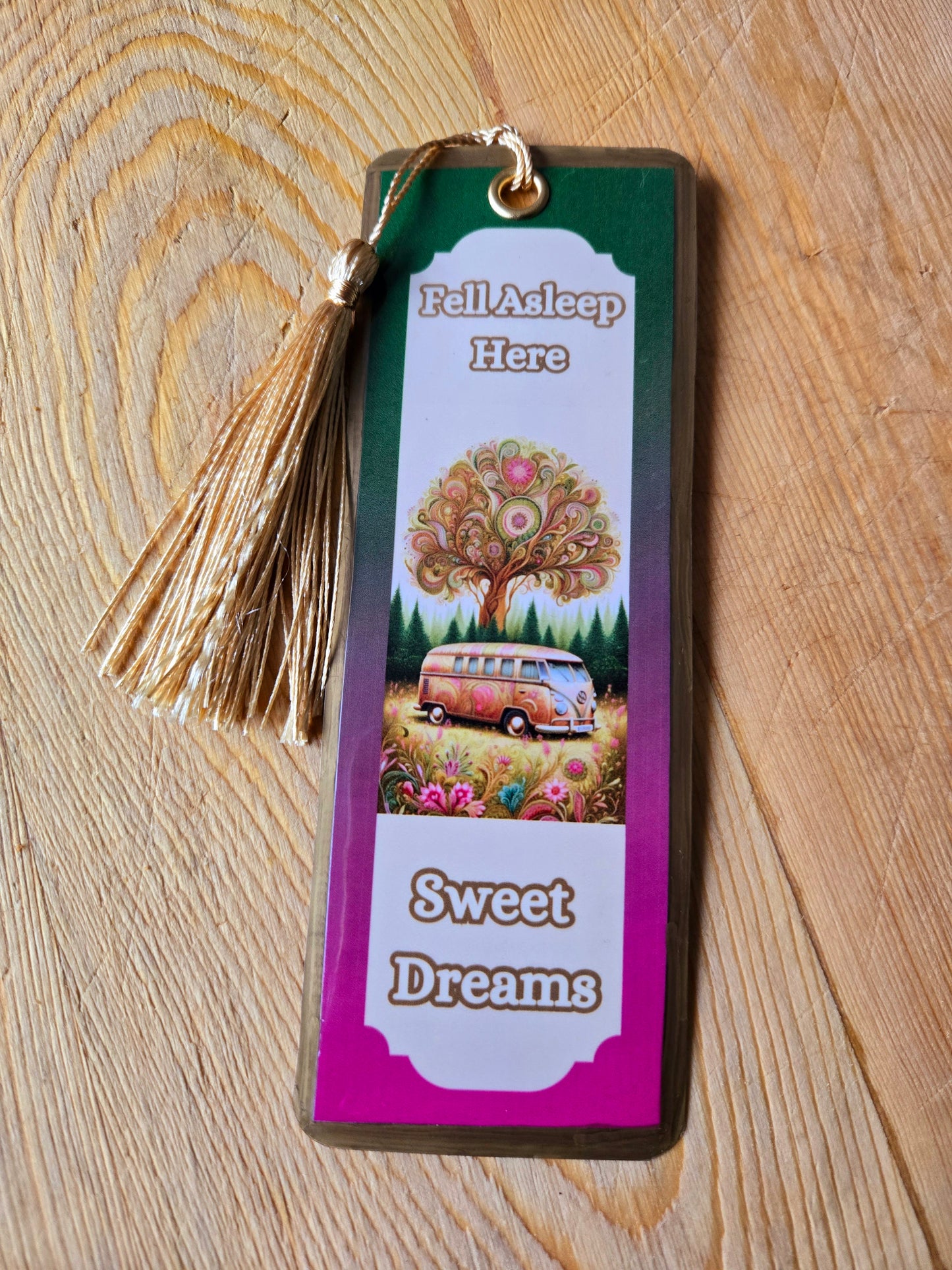 Goldy Pink Campervan Bookmark