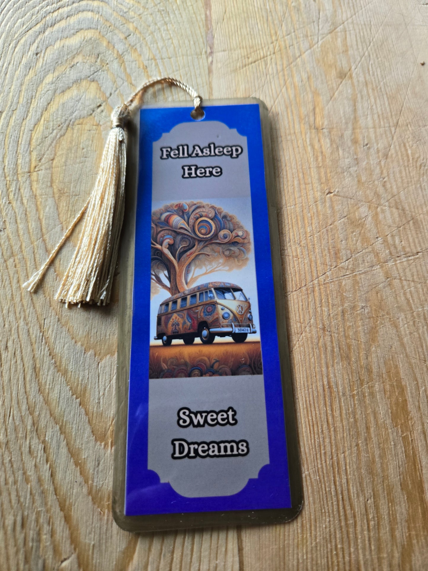 Blue Goldy Campervan Bookmark