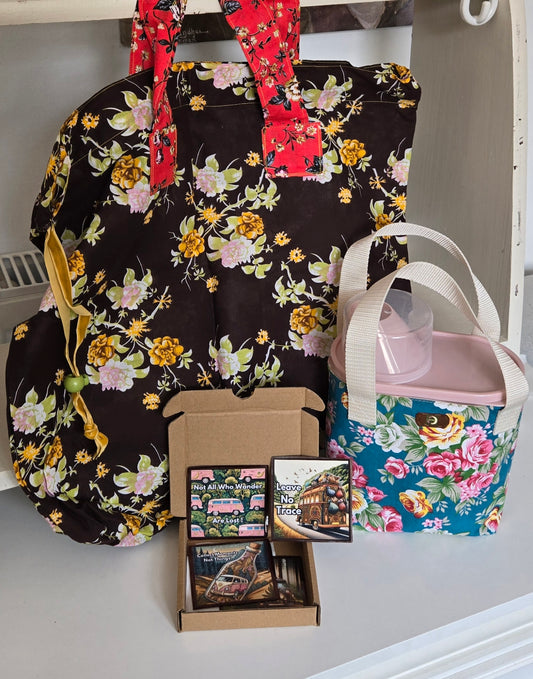 The Fuel Box ( Floral blue PeeWee bag)