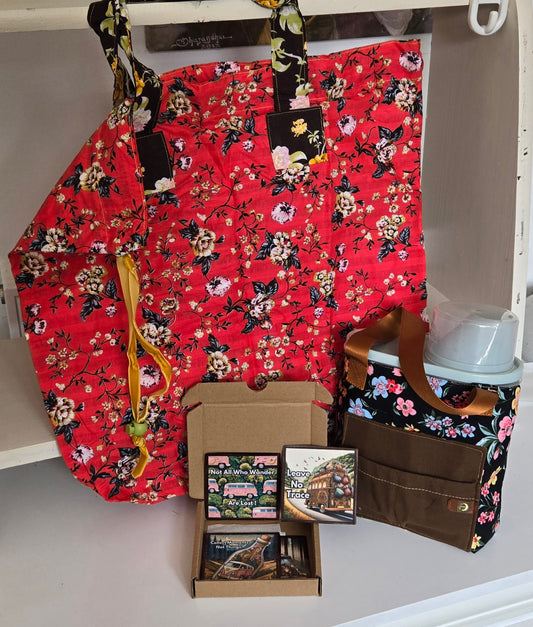 The Fuel Box ( Black floral PeeWee bag )