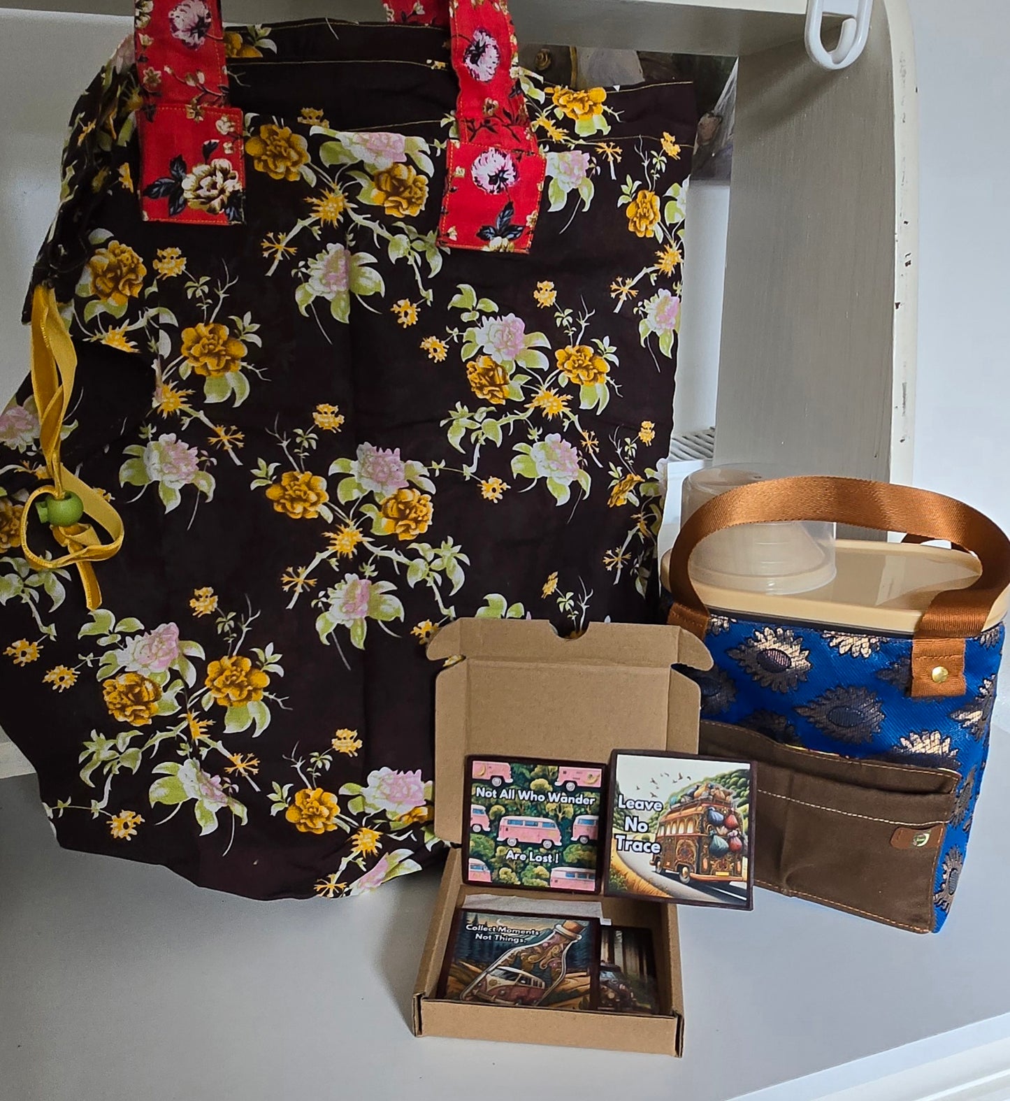 The Fuel Box ( Blue brocade PeeWee bag)